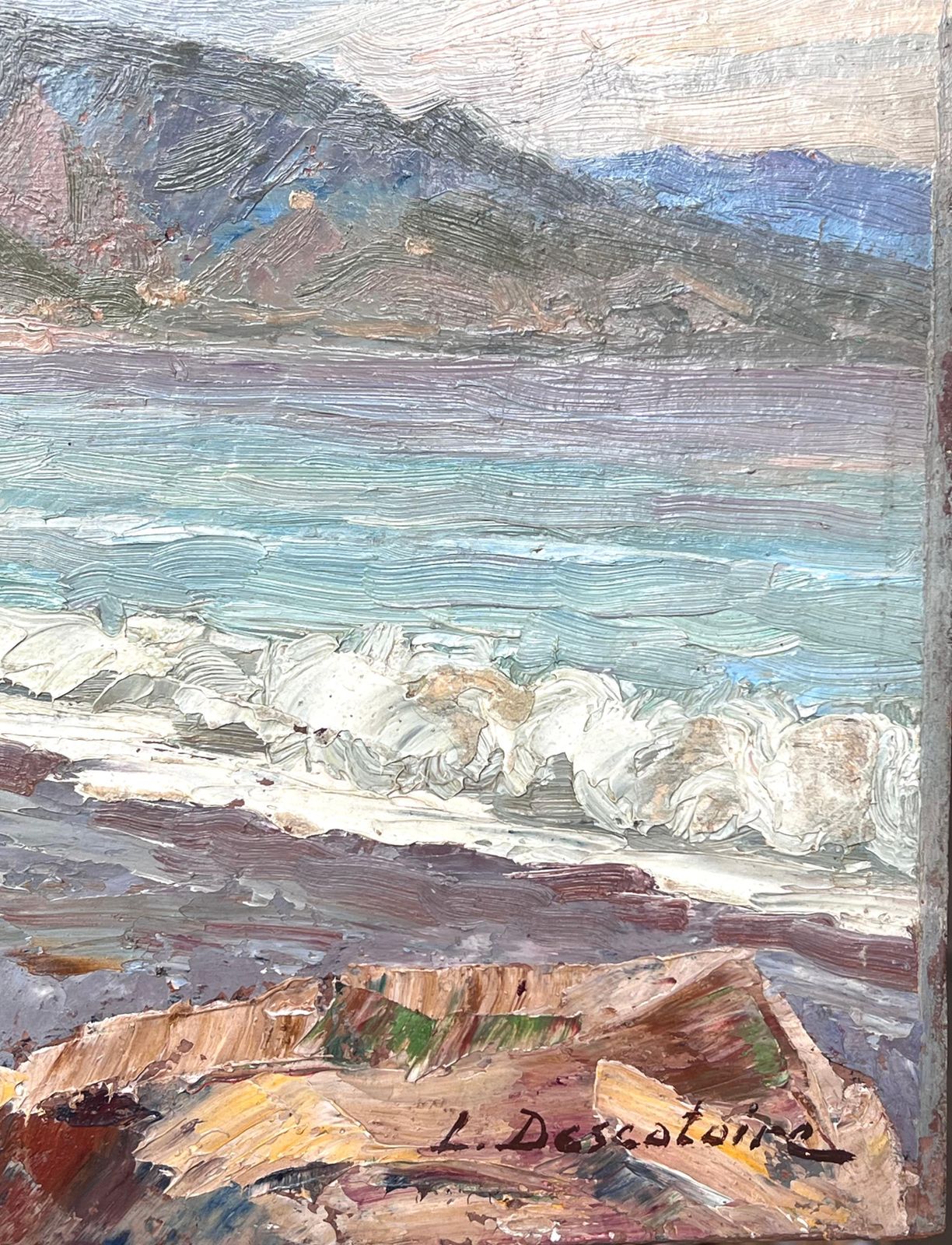 L. Descatoire (19th 20th Century) Early 20th Century French Impressionist Signed Oil The Mediterranean Coastline photo vinterior