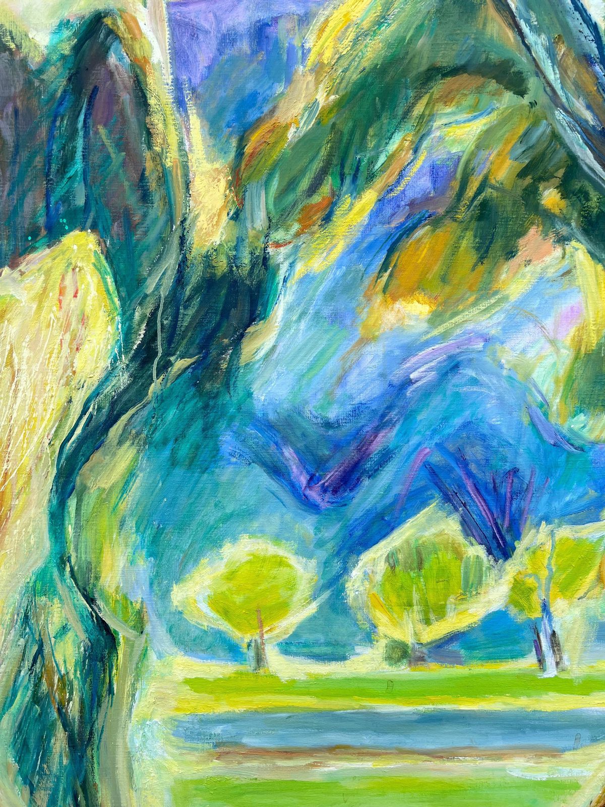 Huguette Baudrothuge 20th Century French Post Impressionist Oil Painting Lush Green Garden View photo vinterior