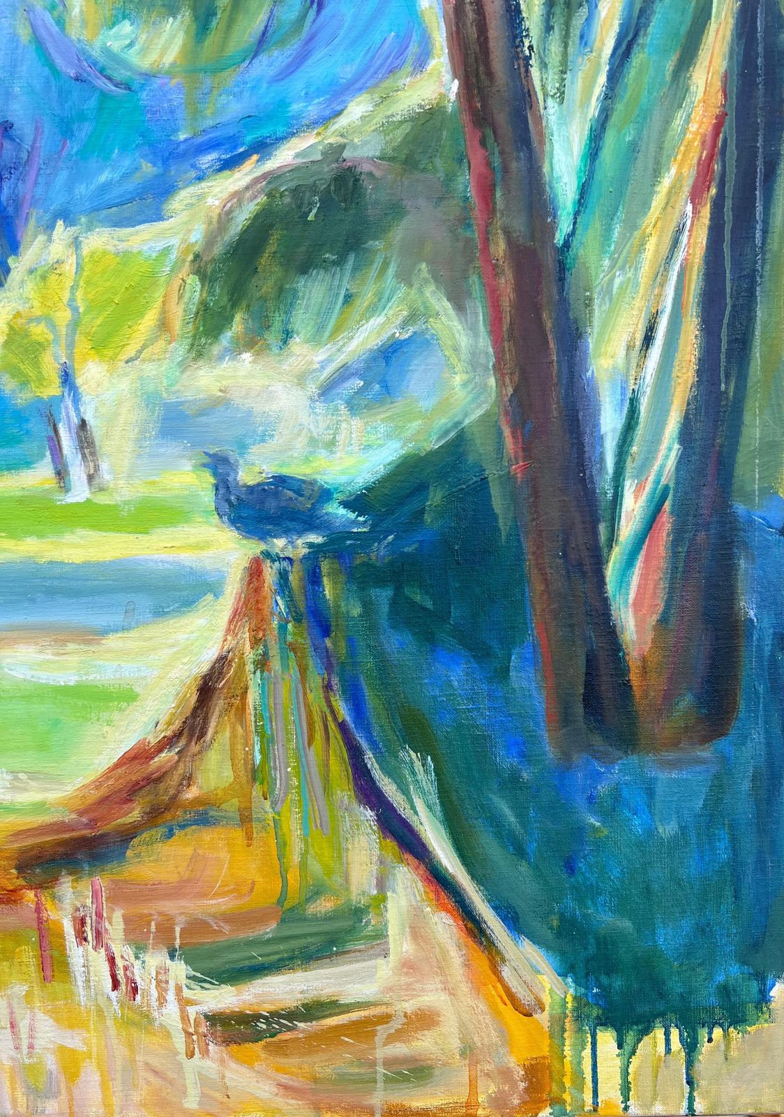 photo furniture Huguette Baudrothuge 20th Century French Post Impressionist Oil Painting Lush Green Garden View
