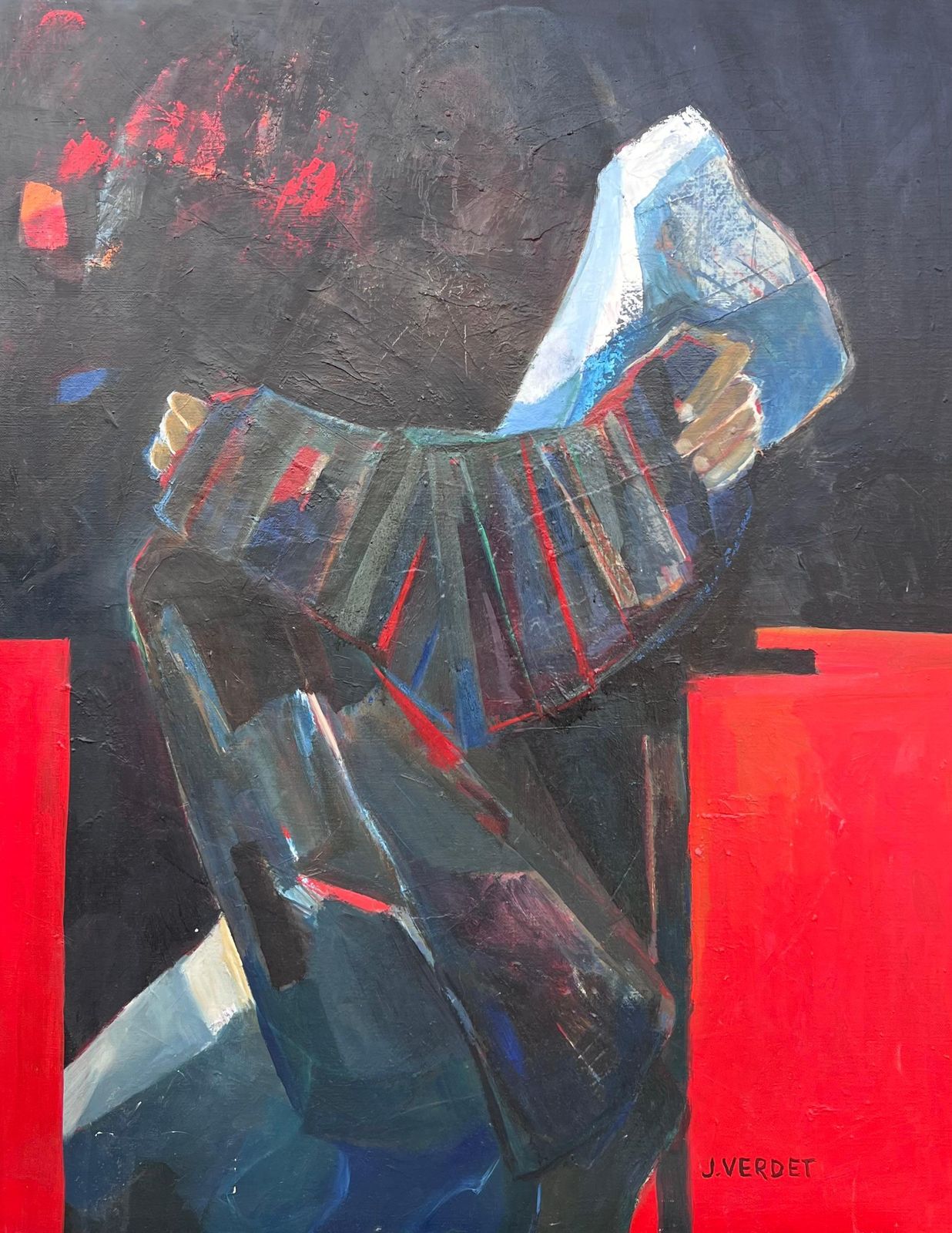 Jacqueline Verdet (1931 2023)huge French Contemporary Modernist Abstract Oil Painting Shapes And Forms