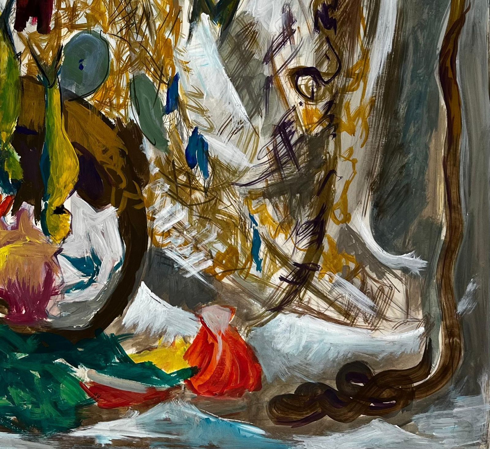 Guy Nicodstill Life With Fish Shells And Fishing Net French Modernist Gouache photo vinterior