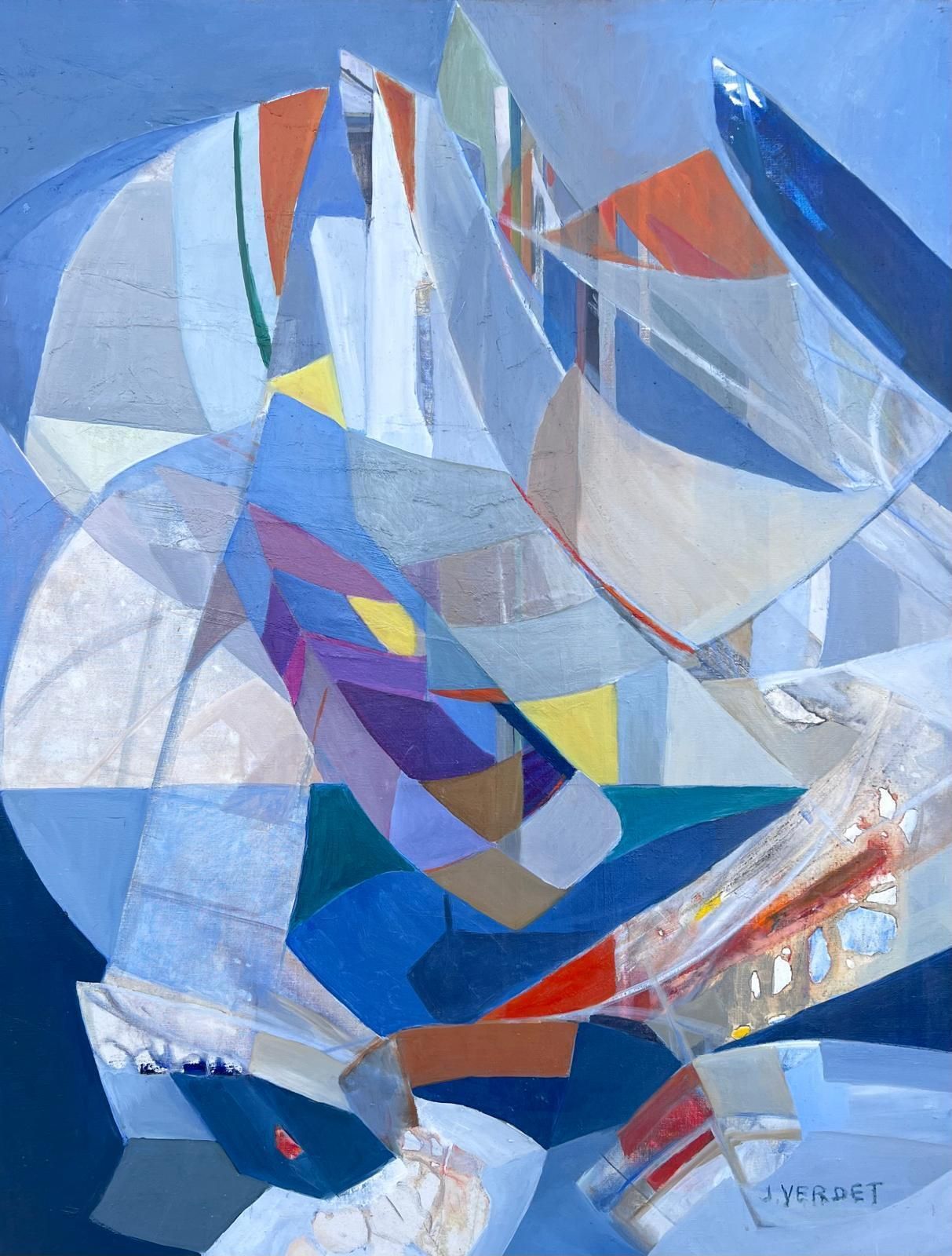 Jacqueline Verdet (1931 2023)huge French Contemporary Modernist Abstract Oil Painting Multi Colors