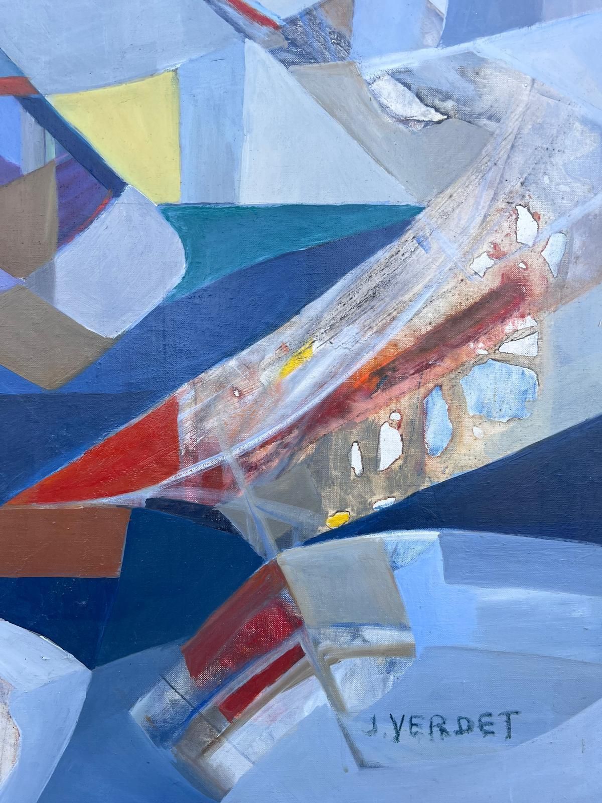 Jacqueline Verdet (1931 2023)huge French Contemporary Modernist Abstract Oil Painting Multi Colors photo vintage