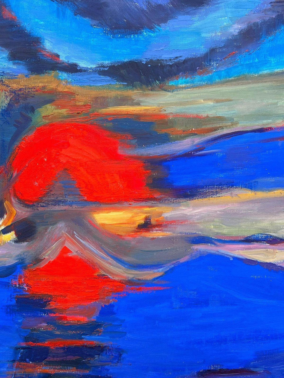 Evelyne Picardhuge French Contemporary Abstract Composition Painting Red Sunset Blue Skies photo buy