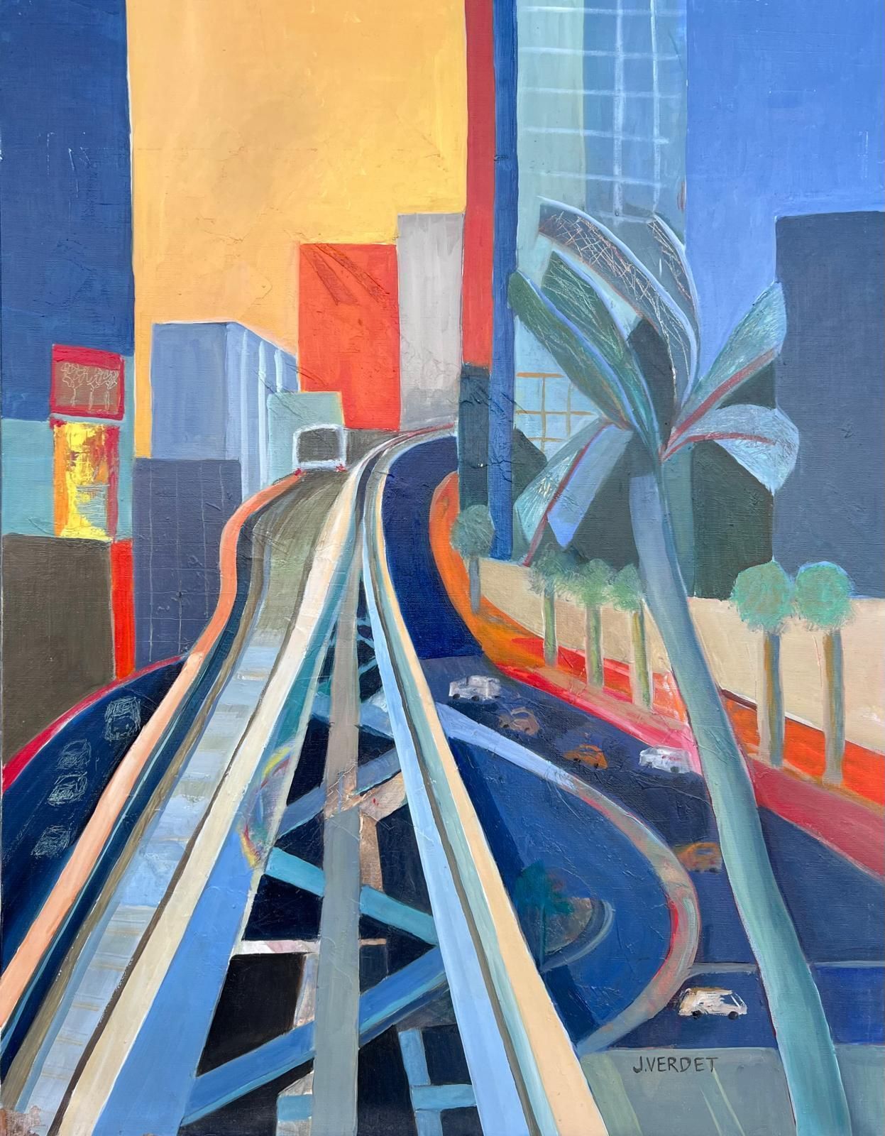 Jacqueline Verdet (1931 2023)huge French Contemporary Modernist Abstract Oil Painting Urban Jungle
