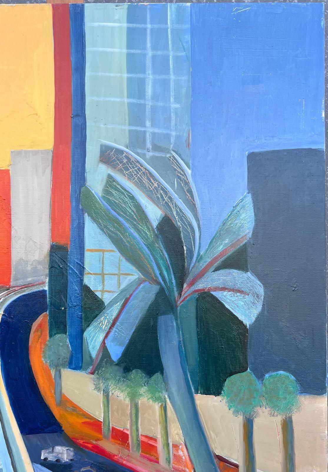 Jacqueline Verdet (1931 2023)huge French Contemporary Modernist Abstract Oil Painting Urban Jungle photo for sale