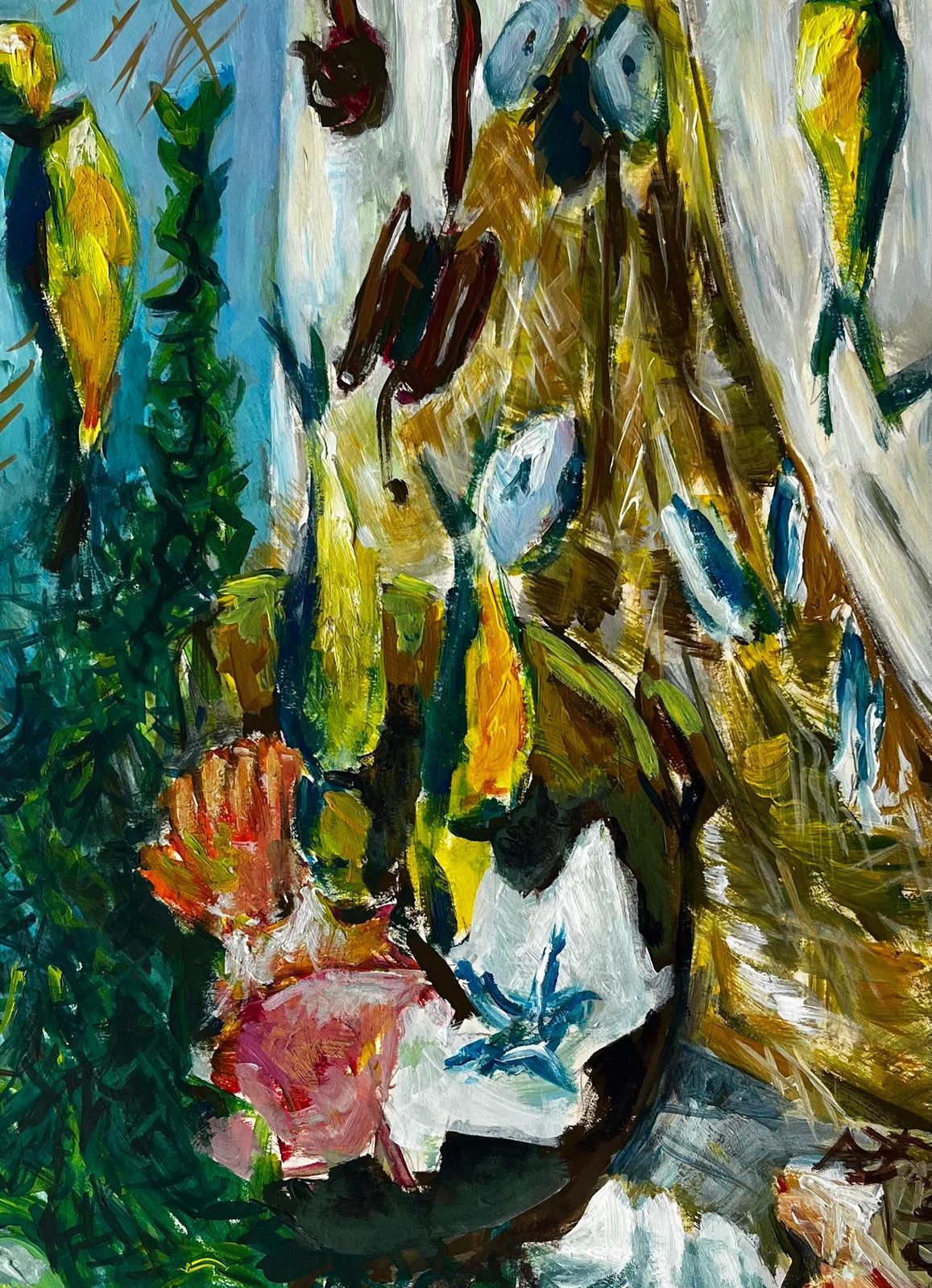 Guy Nicodstill Life With Shells And Yellow Birds French Modernist Gouache photo buy