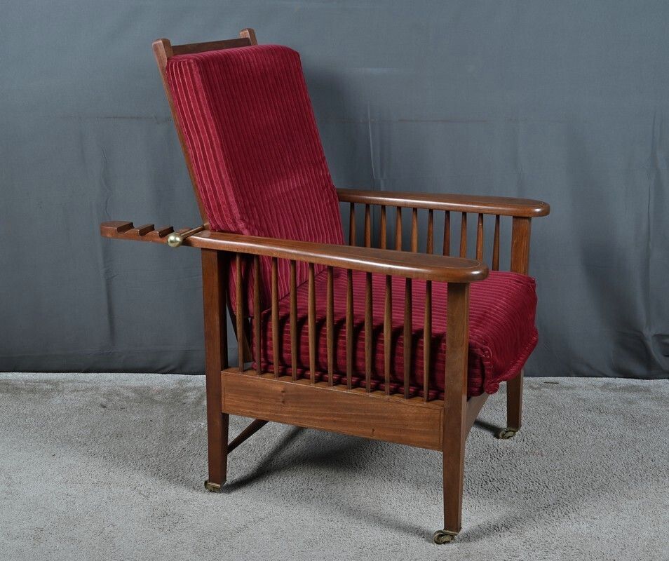 Morris Armchair In Mahogany  Arts And Crafts Style  Early 20th Century photo 1520.0