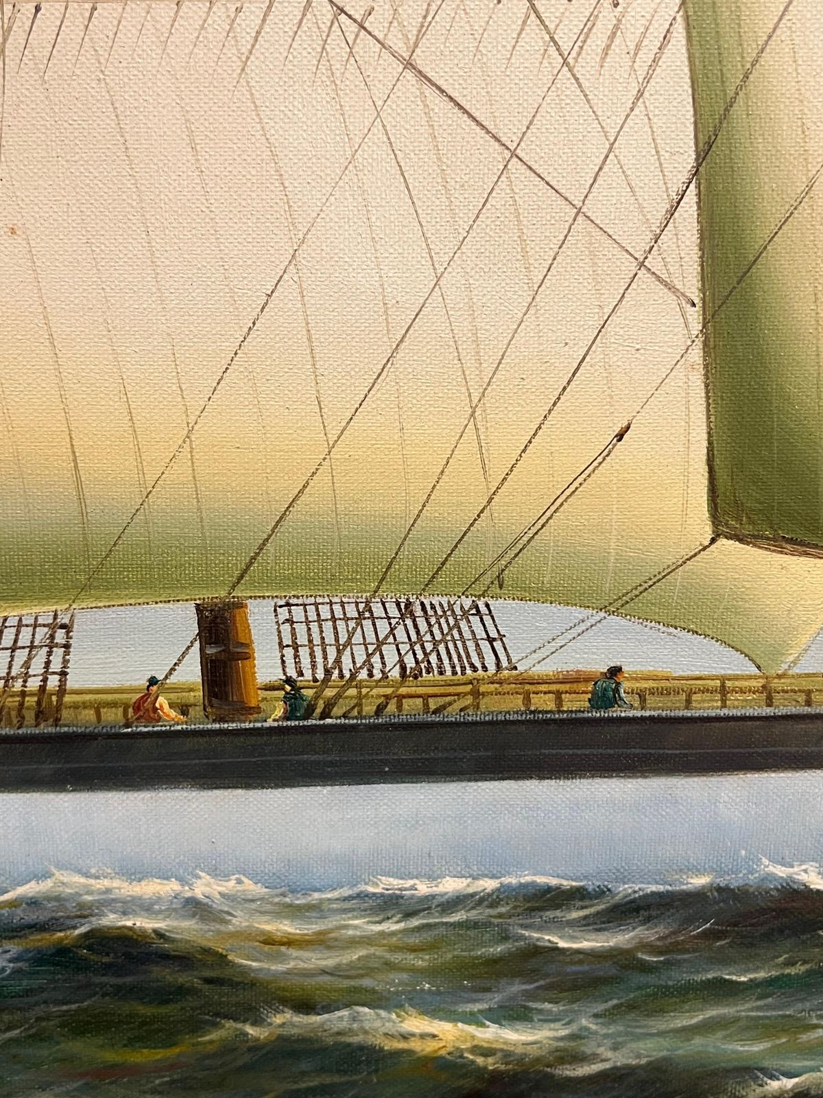 photo for sale English Schoolgrand Scale Huge Maritime Oil Painting Of A Fully Rigged Tall Ship At Sea