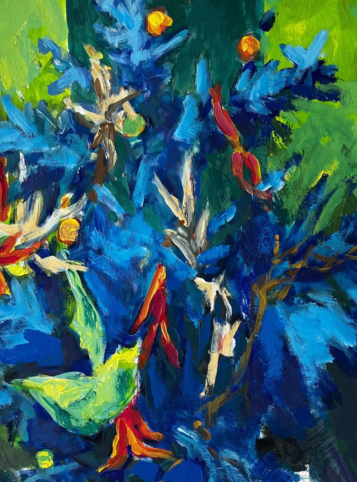 Guy Nicodstill Life With Blue And Green Foliage French Modernist Gouache photo buy