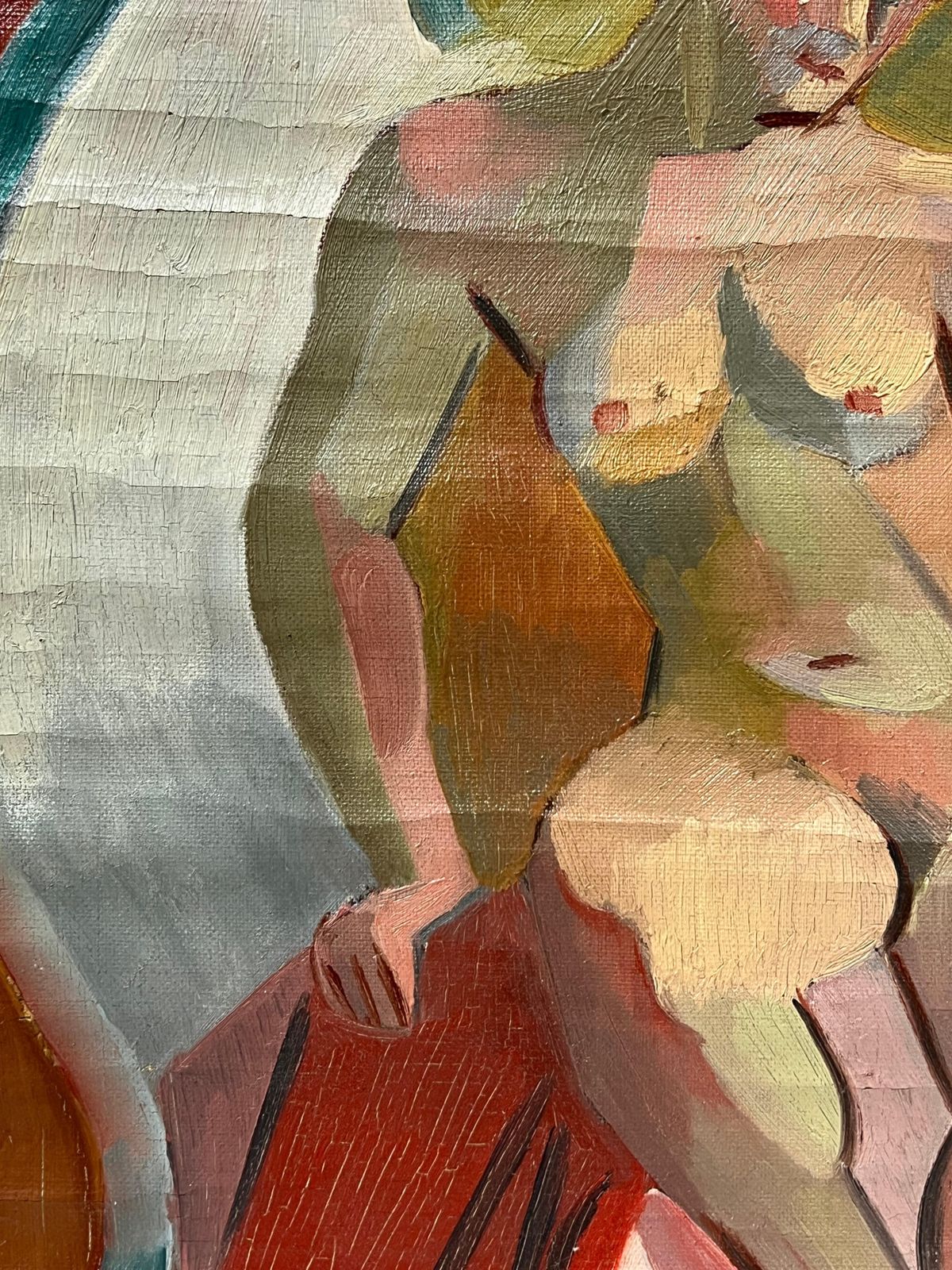 Henri Van Der Beck1930's French Cubist Signed Oil Nude Lady1930's photo vinterior