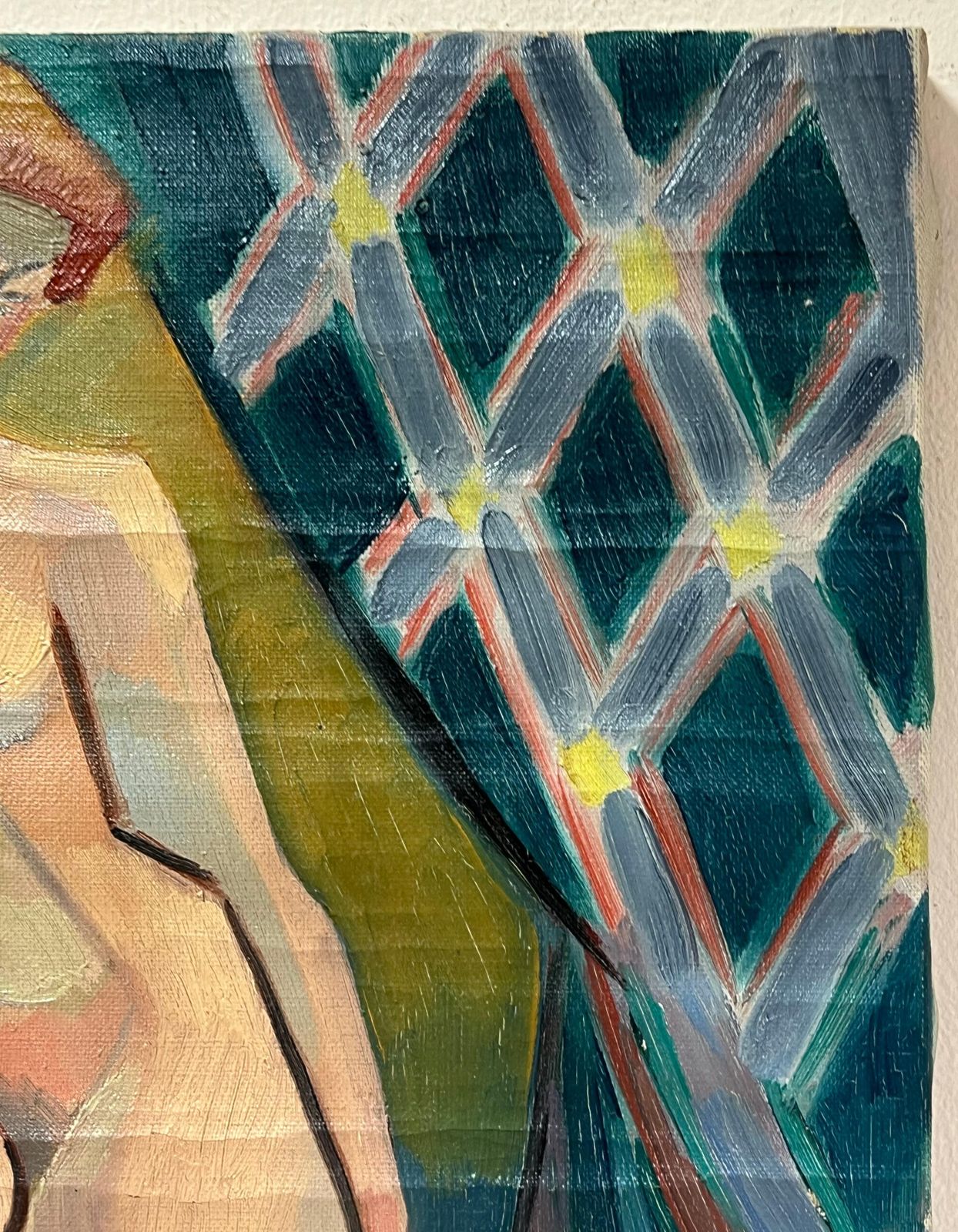photo for sale Henri Van Der Beck1930's French Cubist Signed Oil Nude Lady1930's