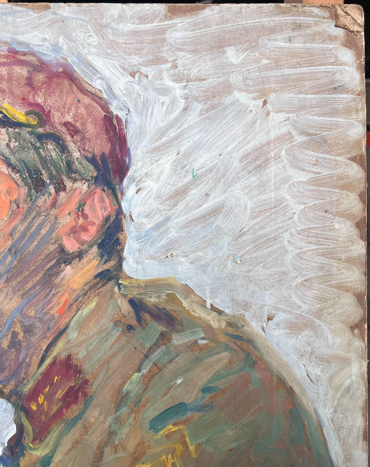 Suzanne Dinkesportrait Of The Artist & His Pipe Mid Century French Impressionist Painting1950's photo 734.0