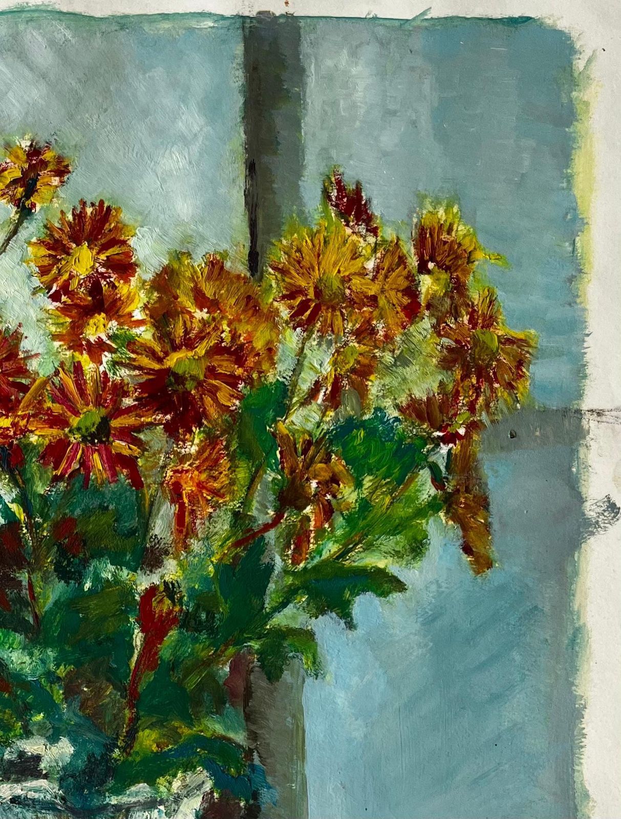 Guy Nicod Still Life With Chrysanthemums French Modern Floral Oil Painting photo for sale
