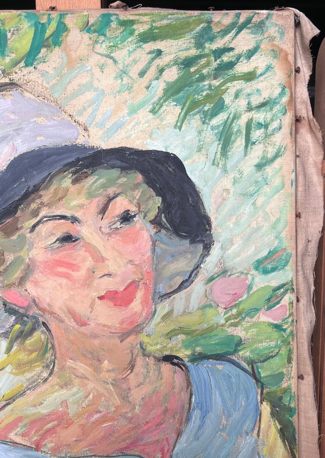 Suzanne Dinkesblonde Lady In A Summers Day Garden Mid Century French Impressionist Painting1950's photo buy