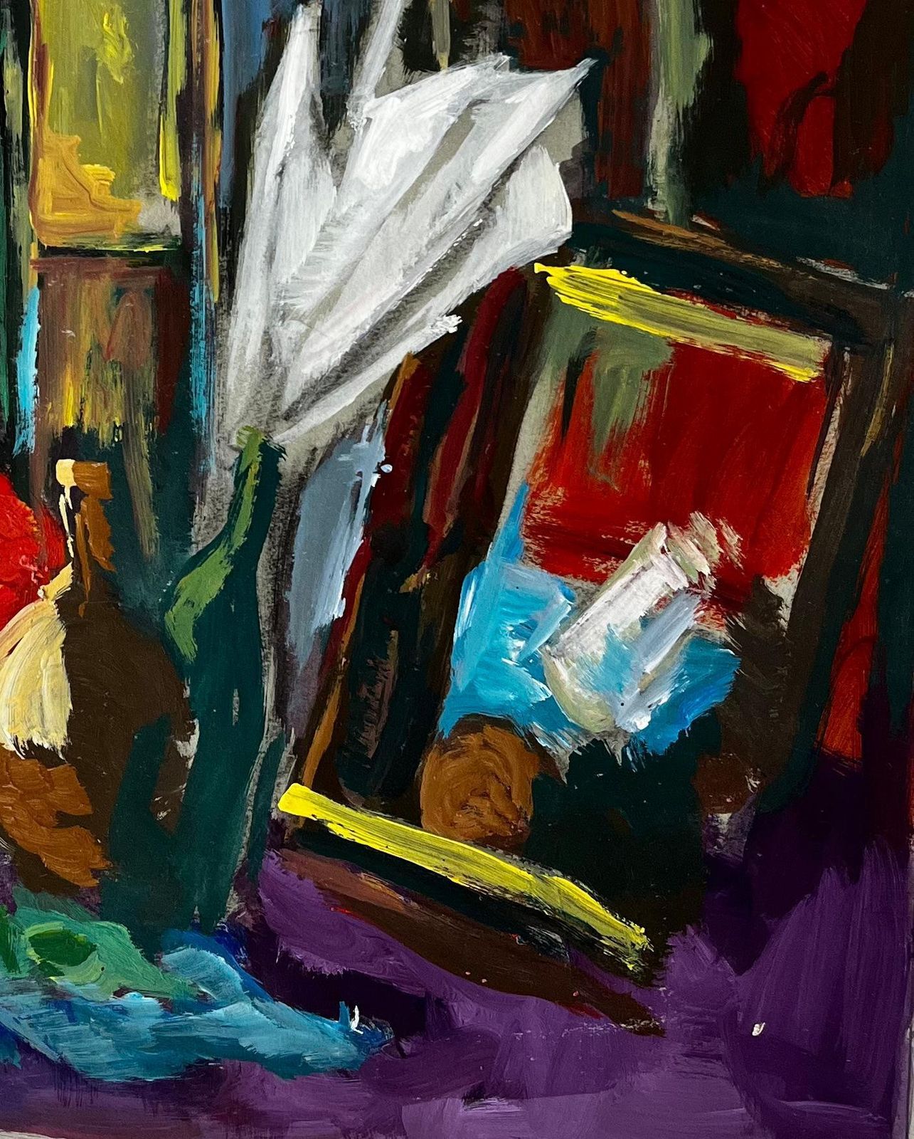 Guy Nicodfrench Oil Modernist Still Life Interior With Drapery And Picture Frames photo 795.0