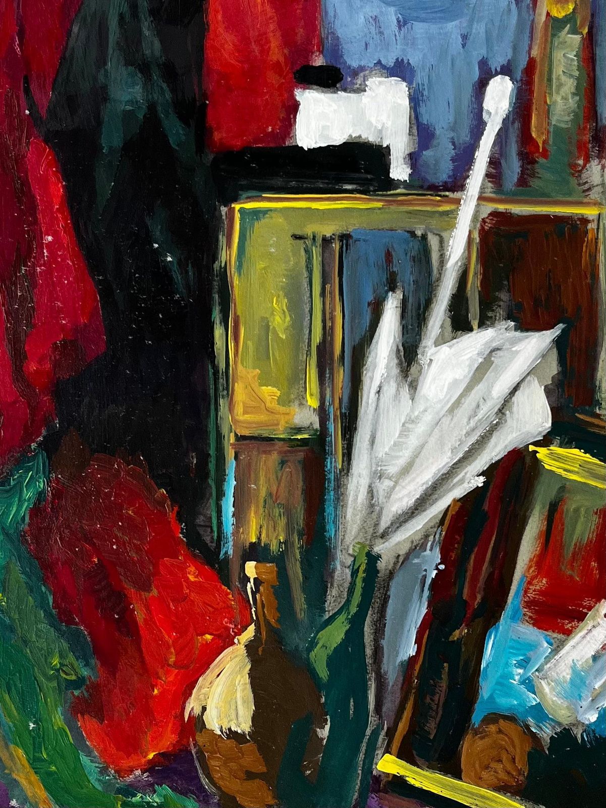 Guy Nicodfrench Oil Modernist Still Life Interior With Drapery And Picture Frames photo buy