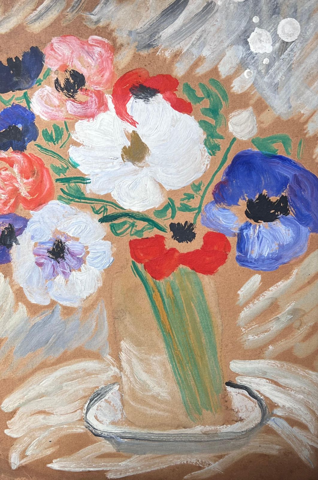 Suzanne Dinkesmid Century French Impressionist Vintage Oil Vibrant Still Life Flowers1950's photo vinterior