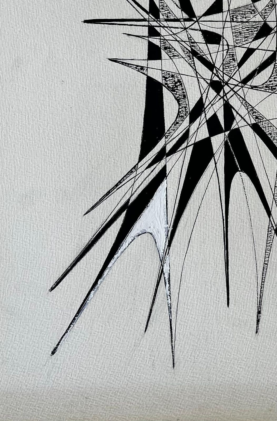 Serge Guerin (1916)architectural Abstract Ink Composition By Serge Guerin French B1916 photo vinterior