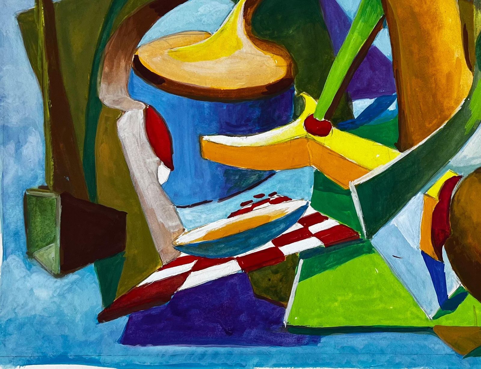 Abstract Architectural Still Life French Modernist Gouache By Guy Nicod photo 707.0