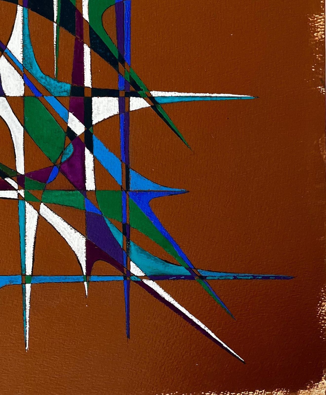 Serge Guerin (1916)mid Century French Geometric Abstract In Blue Green Purple And White photo 790.0