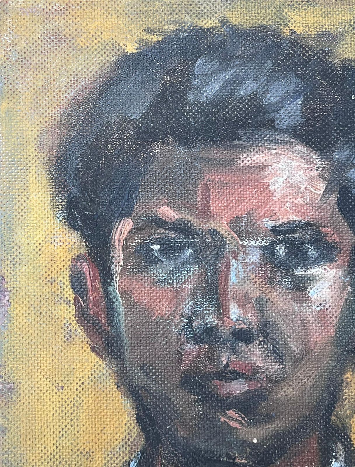 Suzanne Dinkesmid Century French Impressionist Signed Oil Head & Shoulders Portrait Of Man1950's photo for sale