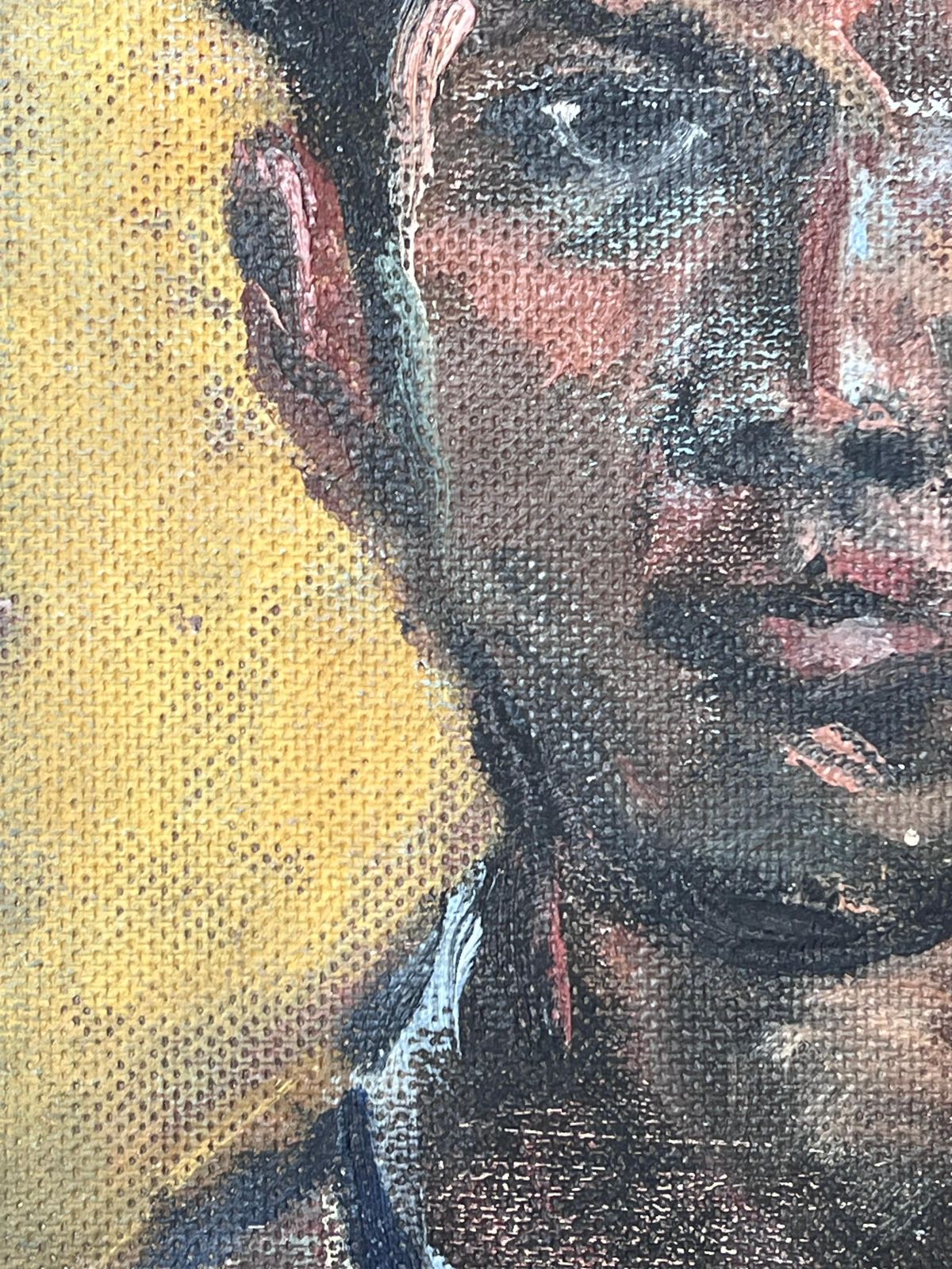 Suzanne Dinkesmid Century French Impressionist Signed Oil Head & Shoulders Portrait Of Man1950's photo buy