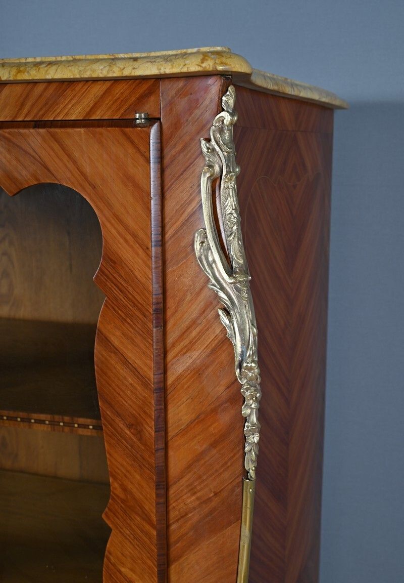 Small Rosewood Marquetry Display Bookcase Louis XV Style – Early 20th Century photo vintage