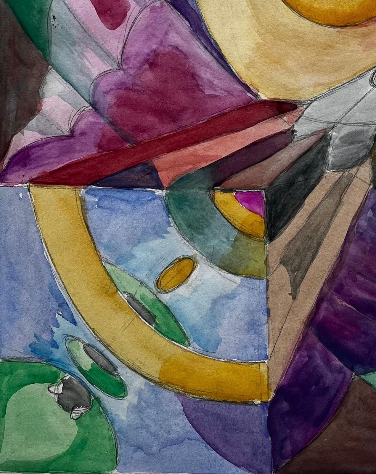 Abstract Spiral Composition French Modernist Watercolour By Guy Nicod photo vinterior