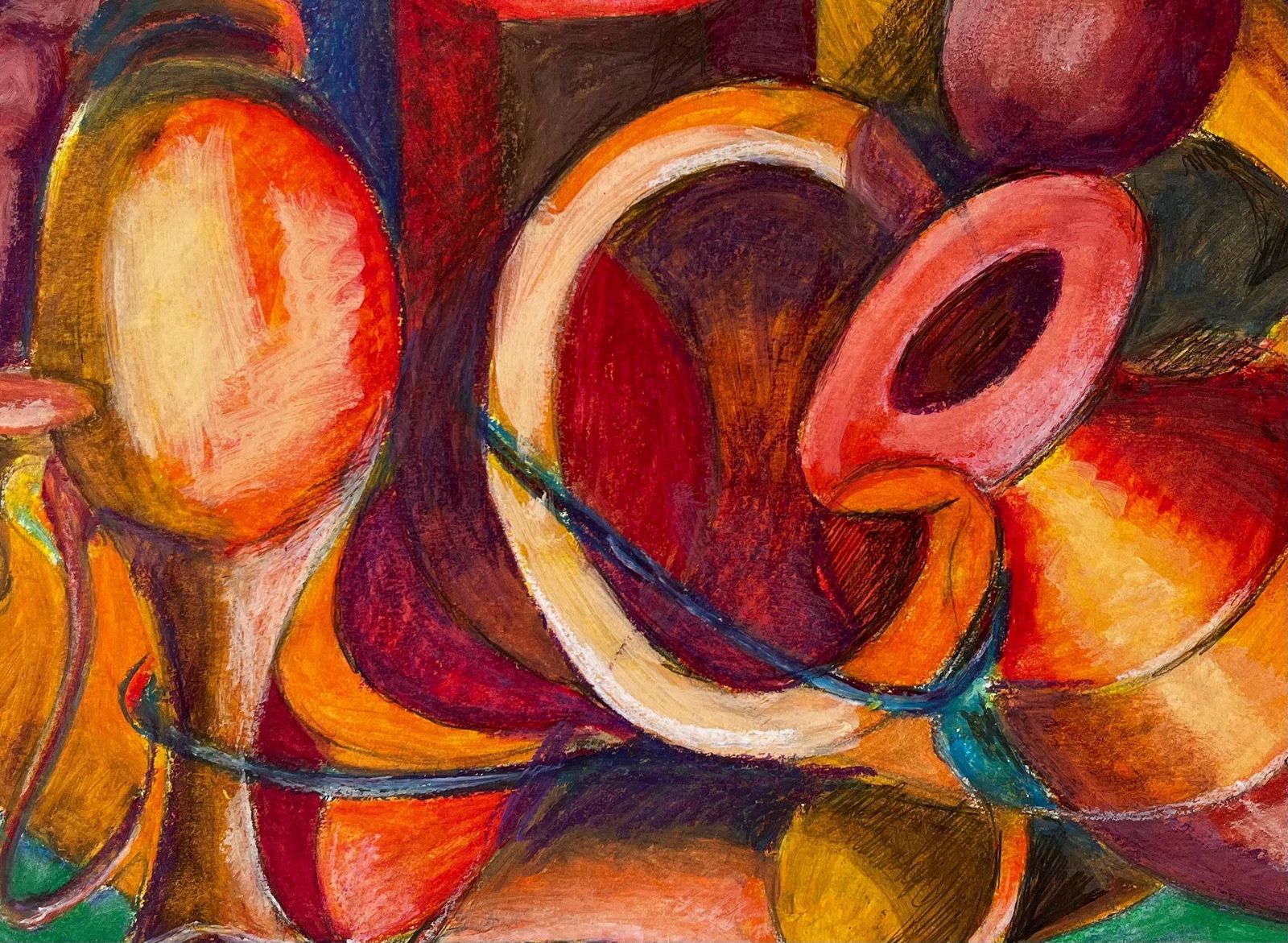 Guy Nicod Abstract Still Life With Jugs And Vessels French Modernist Oil Pastel photo buy