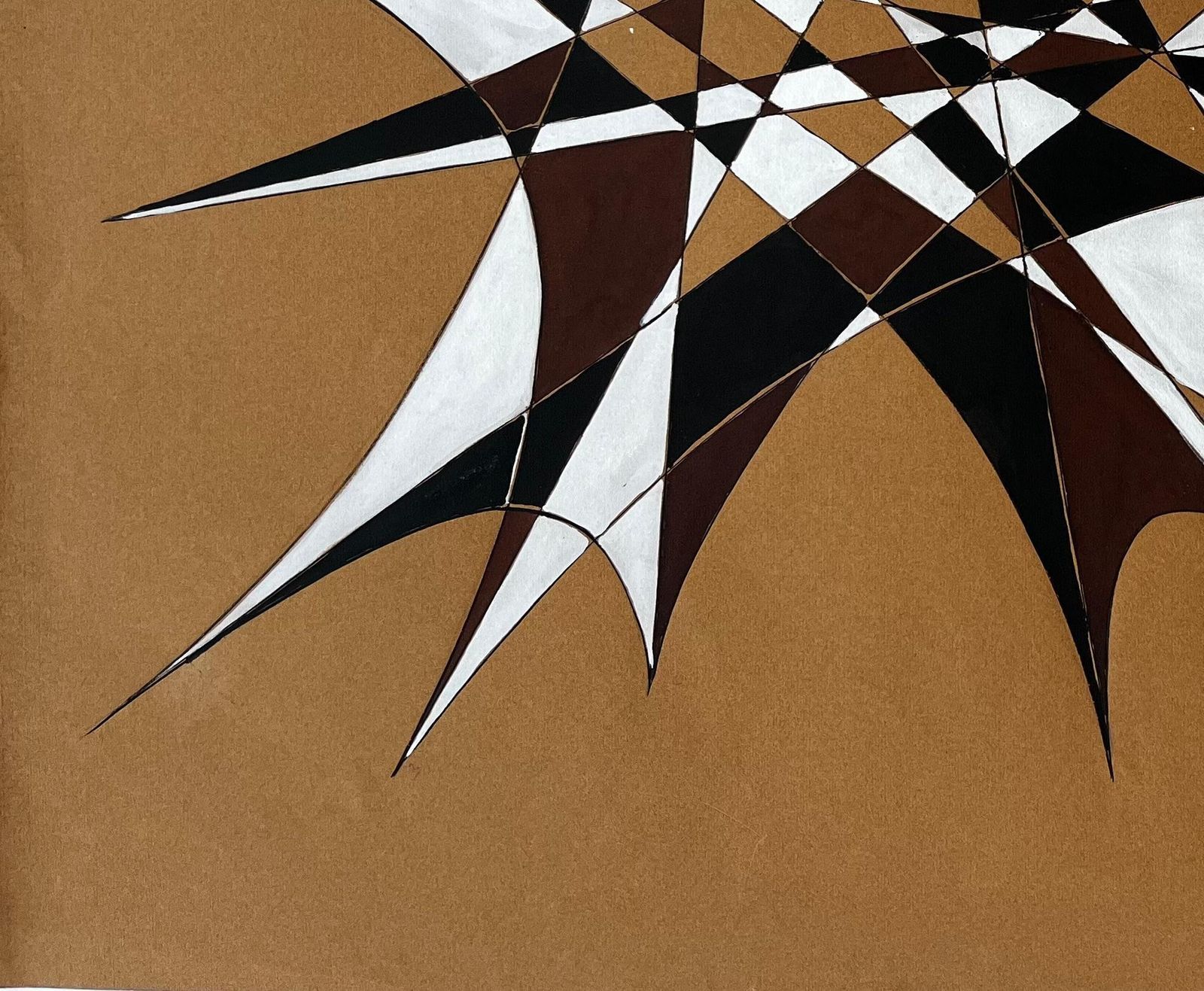 Serge Guerin (1916)mid Century French Geometric Abstract In Black White And Brown Signed Sg photo vinterior