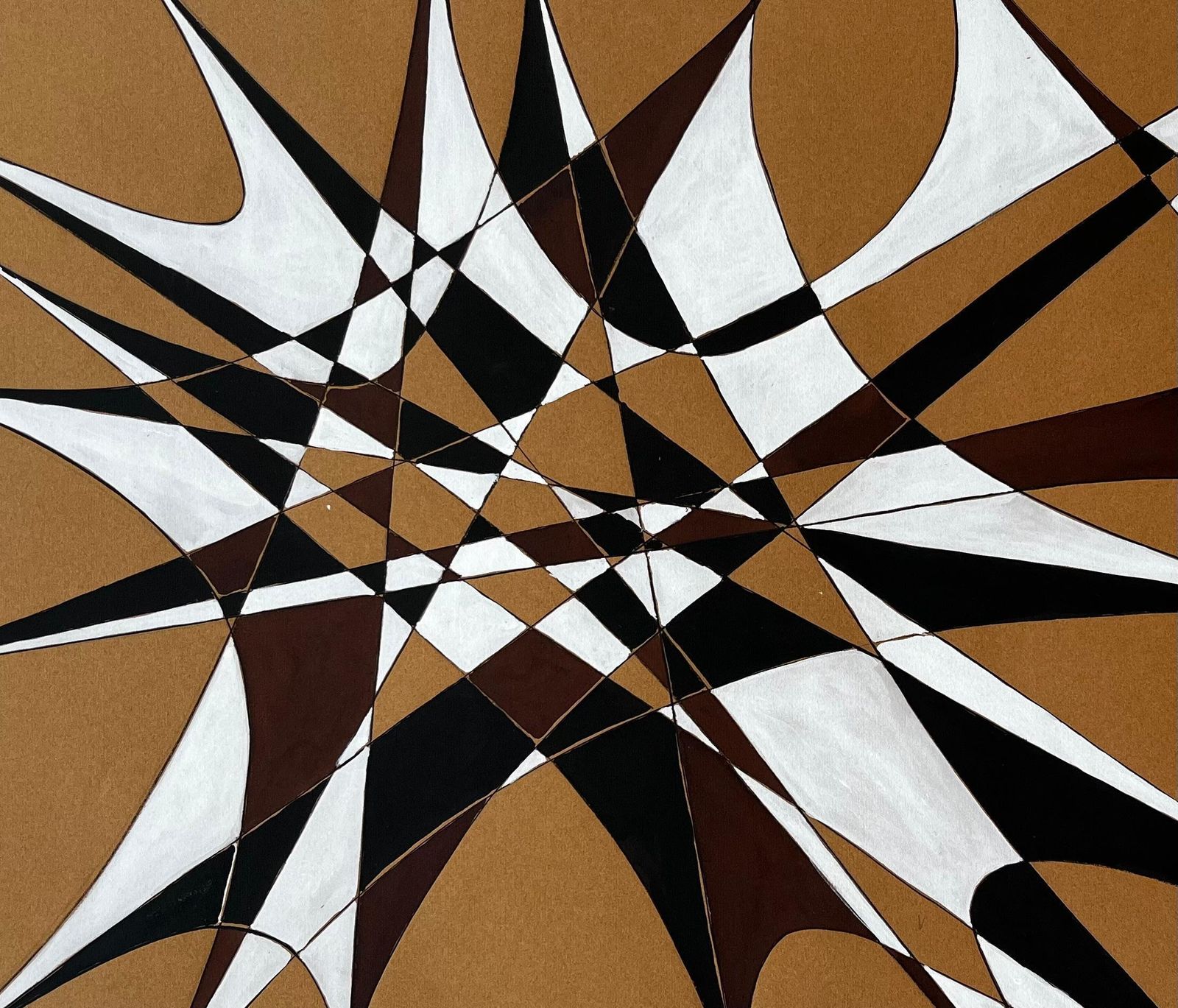 Serge Guerin (1916)mid Century French Geometric Abstract In Black White And Brown Signed Sg photo buy