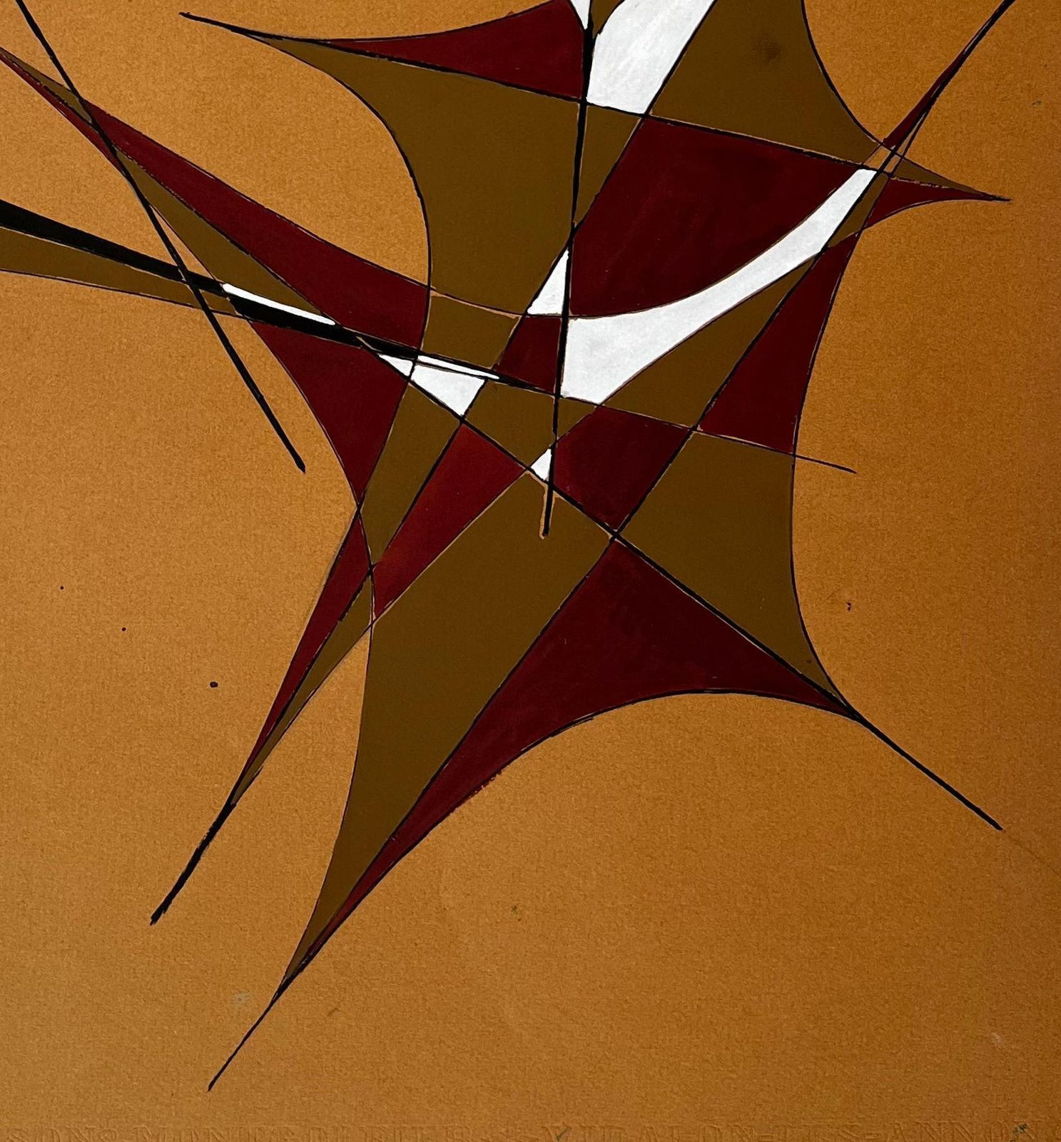 Serge Guerin (1916)interlocking Gouache Forms On Ochre Paper By Serge Guerin French B19161969 photo 685.0