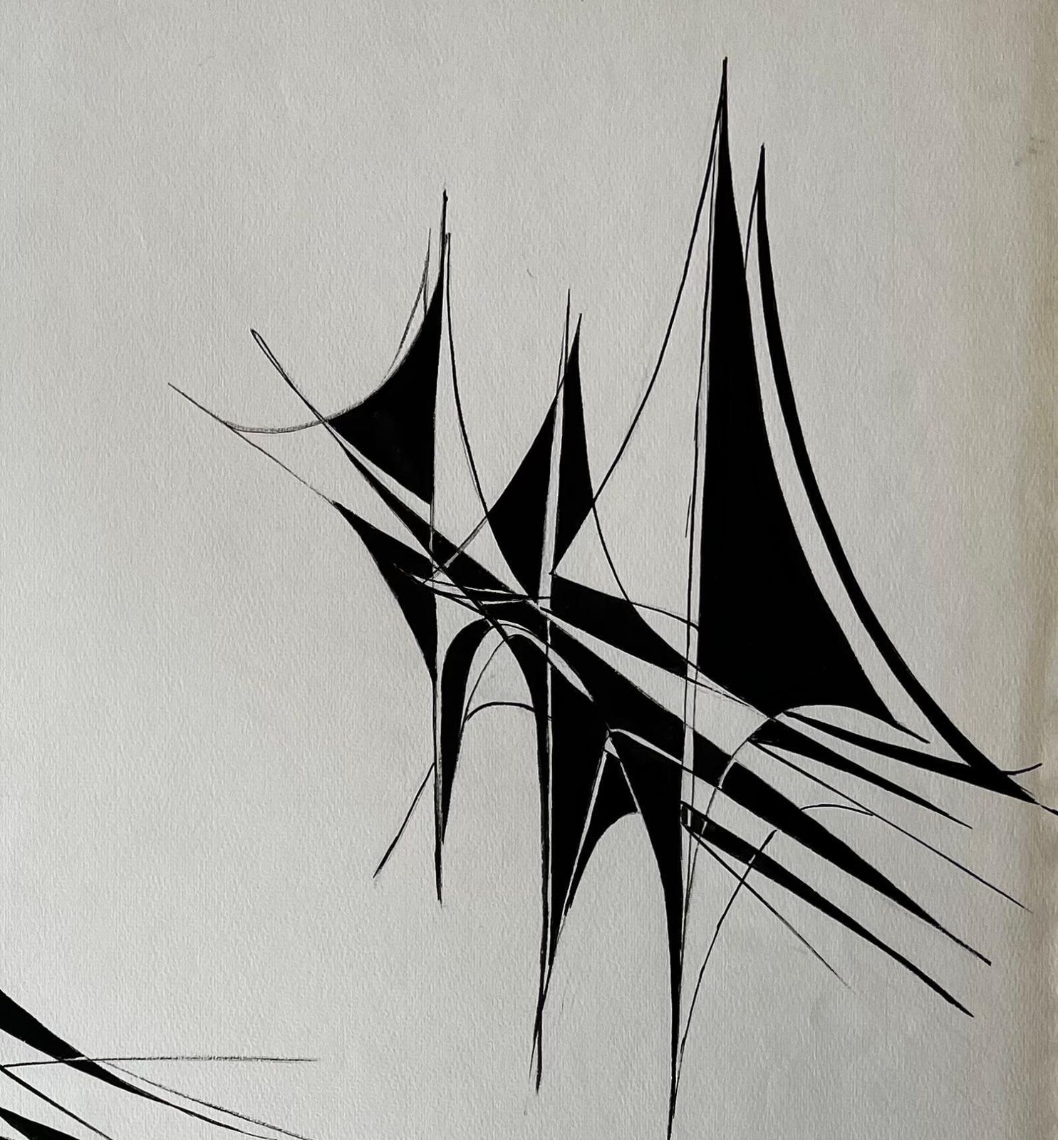 Serge Guerin (1916)abstract Linear Composition 1969 By Serge Guerin French B19161969 photo for sale