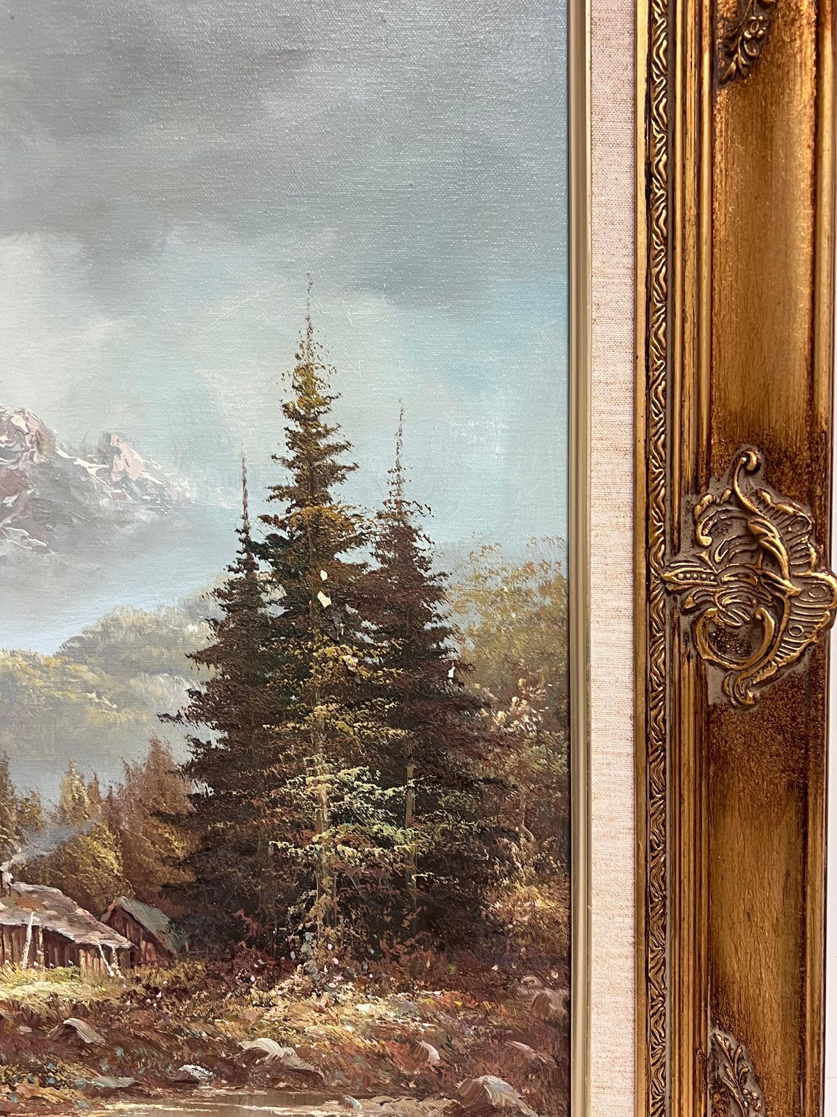 photo furniture Italian Artistlarge Italian Alpine Mountain Scene Snow Capped Mountains Signed Oil Painting