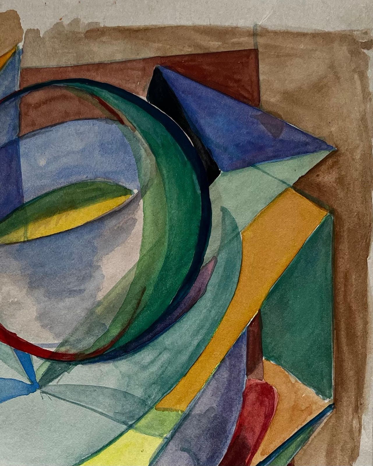 Guy Nicodgeometric Abstract Composition With Spherical Form French Modernist Watercolour photo for sale