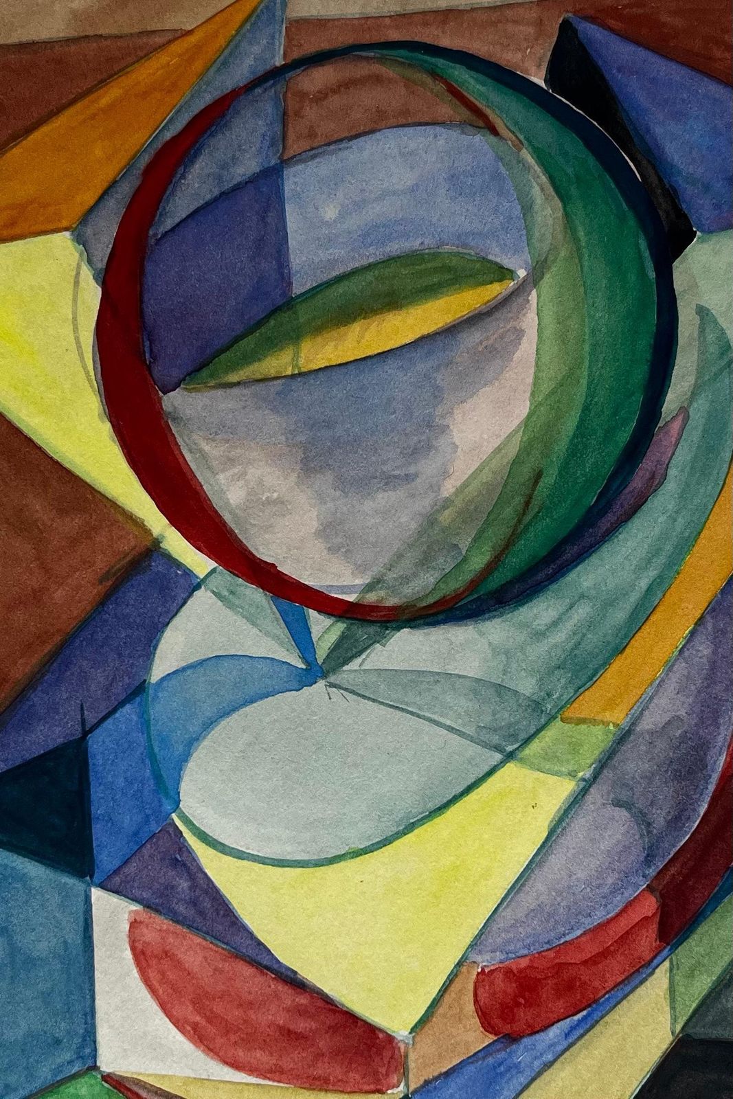 Guy Nicodgeometric Abstract Composition With Spherical Form French Modernist Watercolour photo buy
