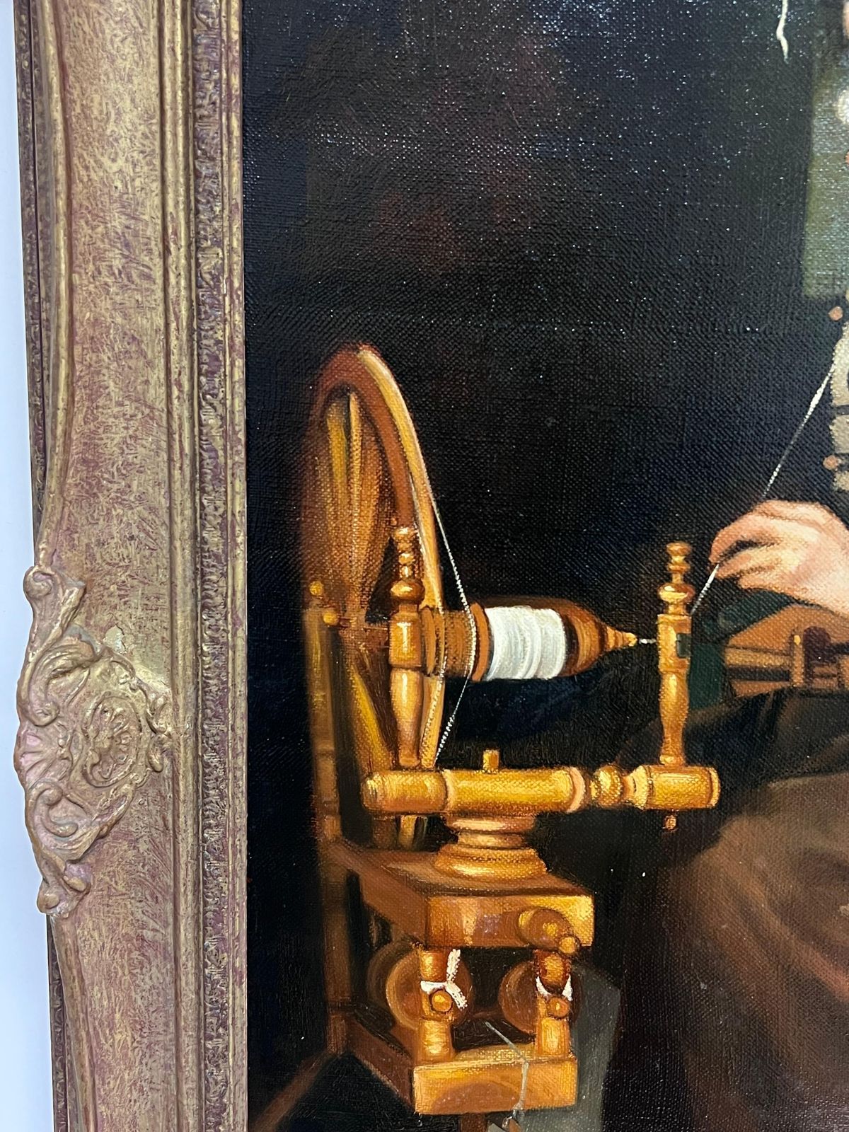John Edwardstraditional English Oil Painting Rural Crafts Portrait Women At Spinning Wheel photo 850.0