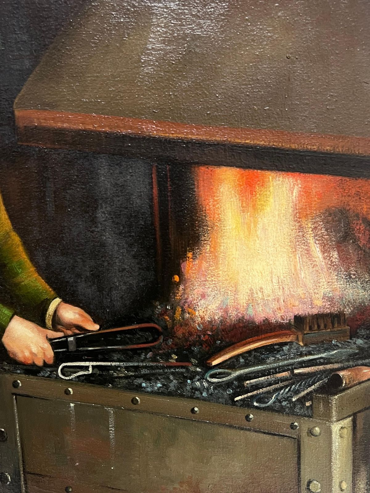 John Edwardstraditional English Oil Painting Rural Crafts Portrait Of A Working Blacksmith photo buy