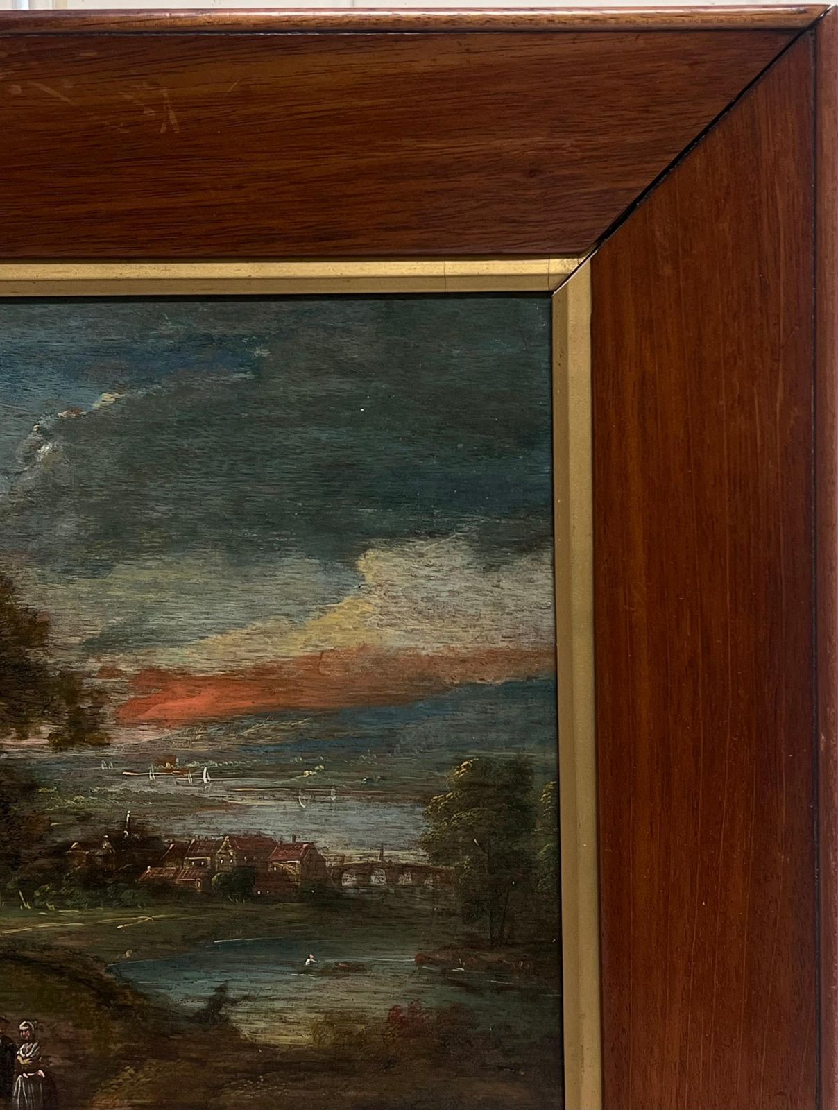 Dutch 17th Century17th Century Dutch Oil Painting Figures Outside Building In Ancient Landscape photo 1272.0