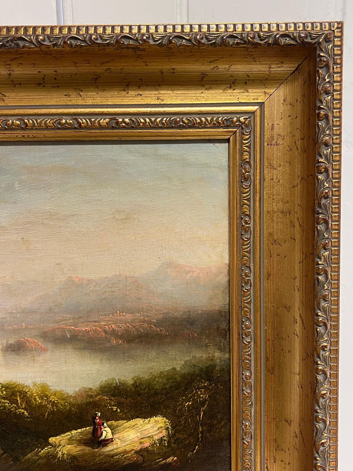 Early Victorian Scottish Highlands Loch Landscape Figures Admiring View 19th Oil photo 1221.0