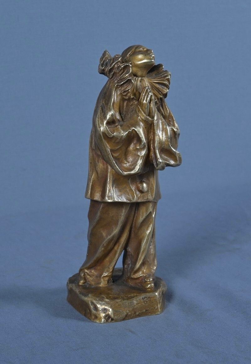 Small Bronze "Pierrot" Signed L  Alliot  Early 20th Century photo Art