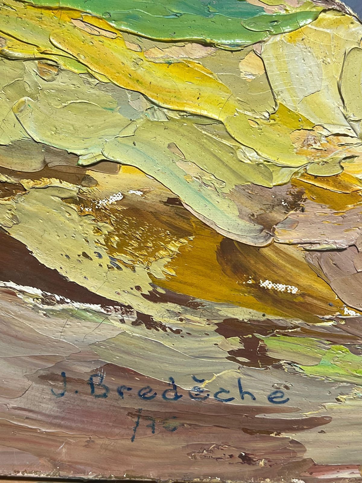 French Schoolabstract Landscape With A Purple Stormy Sky Textured 1970's Oil Painting1970's photo vinterior