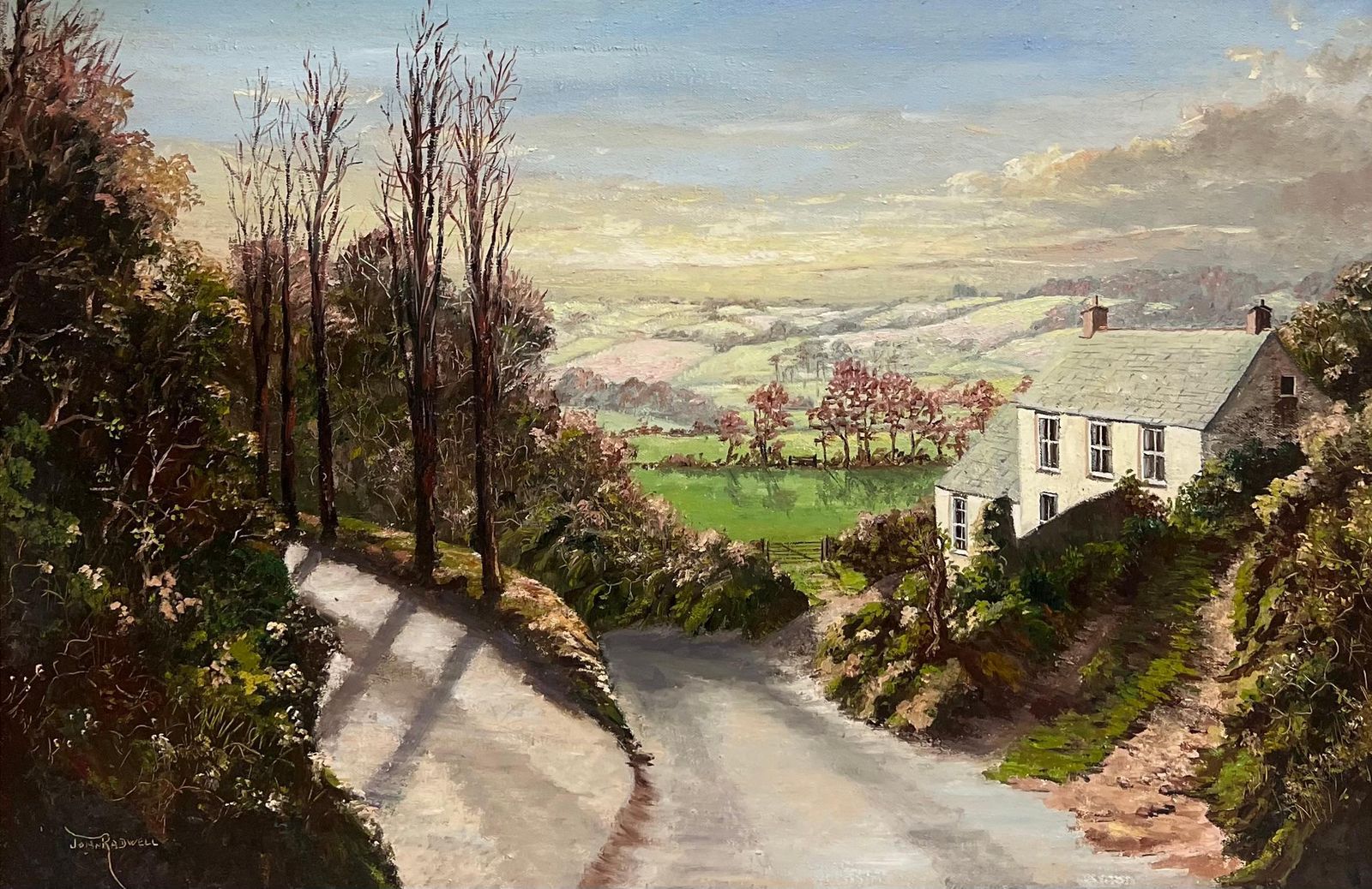John Radwelllarge Traditional English Rural Signed Oil Yorkshire Cumbria Farm Landscape photo furniture