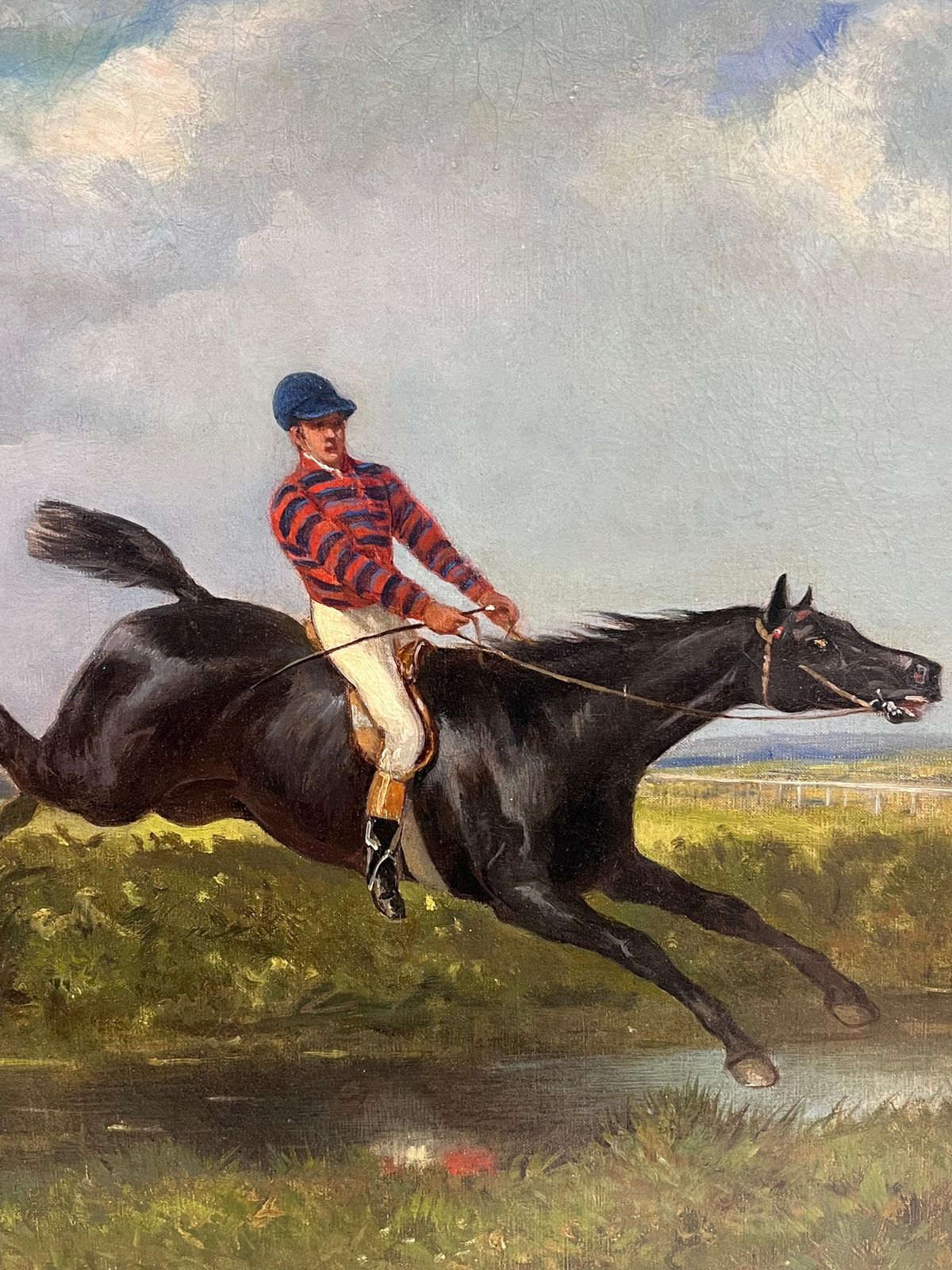 Francois Duyk (Belgian, 19th 20th Century)fine 19th Century Belgian Horse Racing Sporting Art Oil Painting Riders & Horses photo vintage