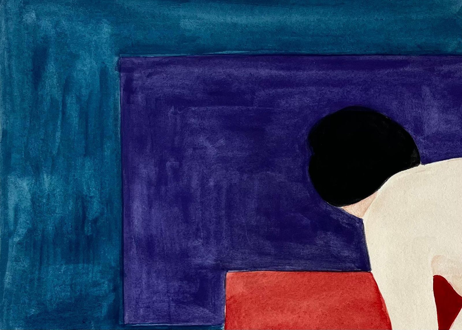 Seated Nude With Geometric Planes French Modernist Gouache By Guy Nicod photo for sale