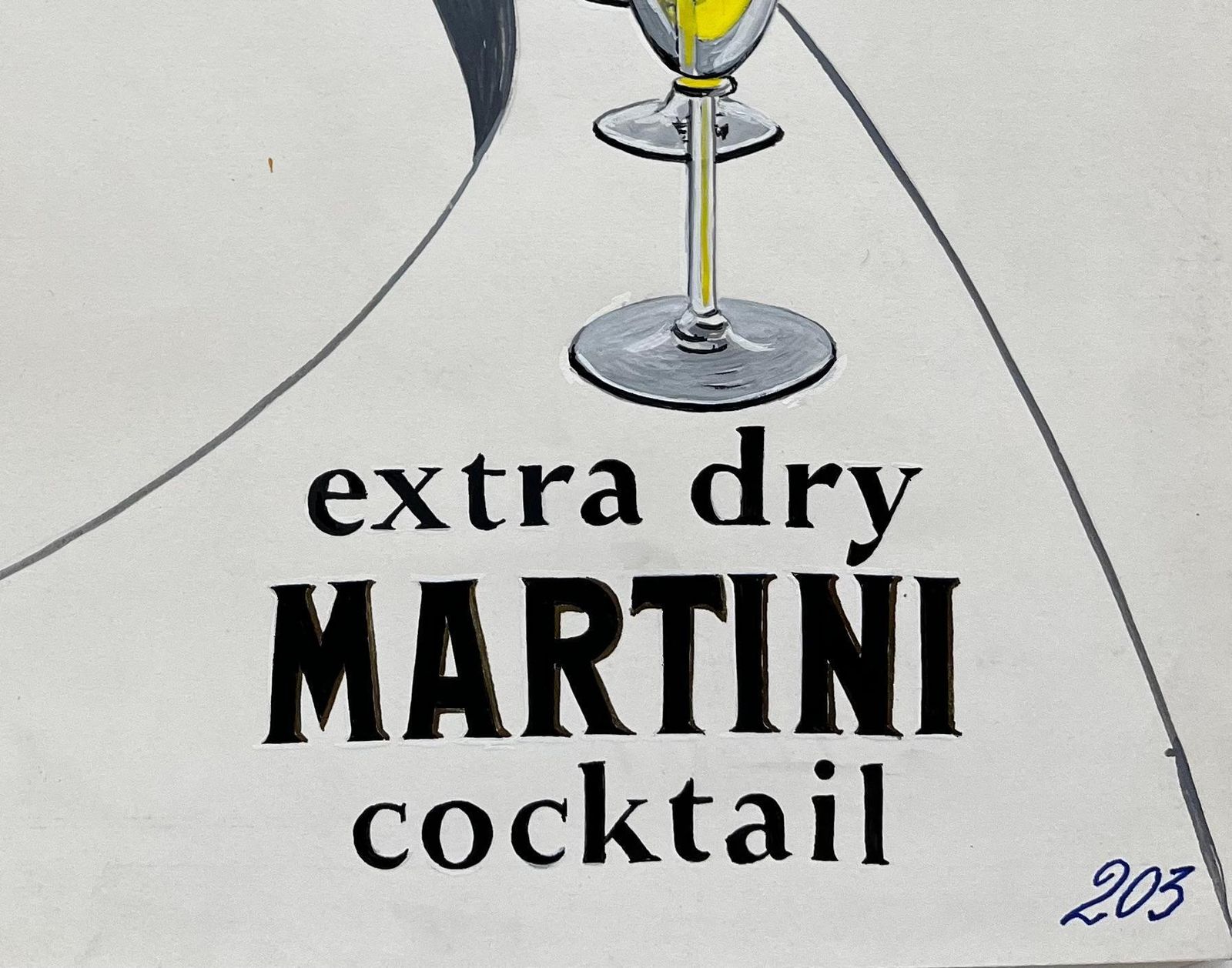 Guy Nicodmartini Advertising Design Extra Dry Cocktail French Modernist Gouache photo for sale