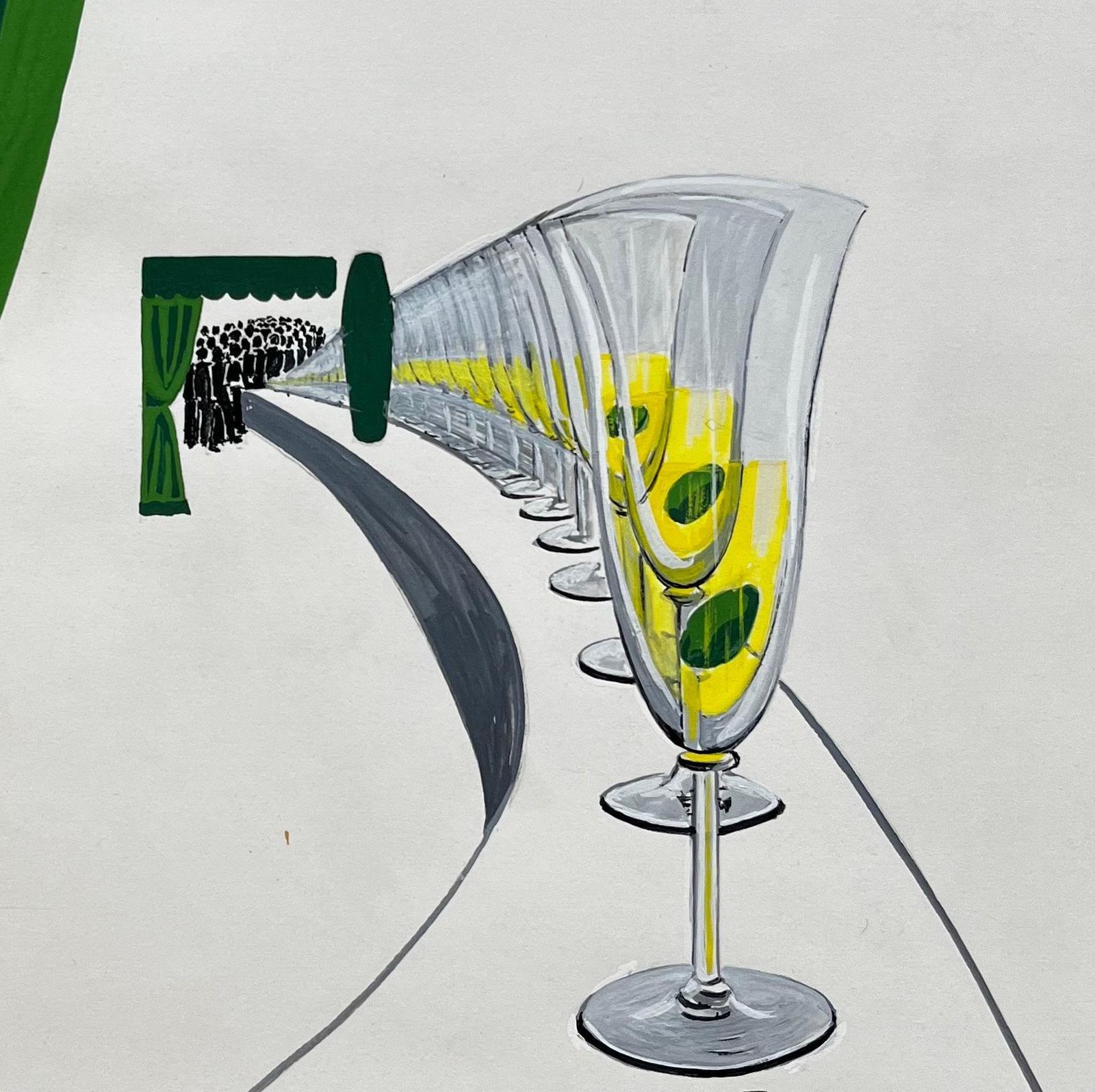 Guy Nicodmartini Advertising Design Extra Dry Cocktail French Modernist Gouache photo Art