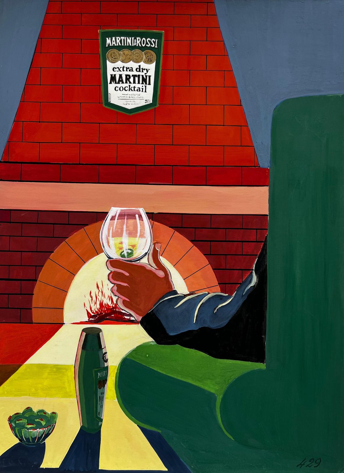 Guy Nicodmartini Advertising Design Extra Dry Cocktail By The Fireplace French Modernist