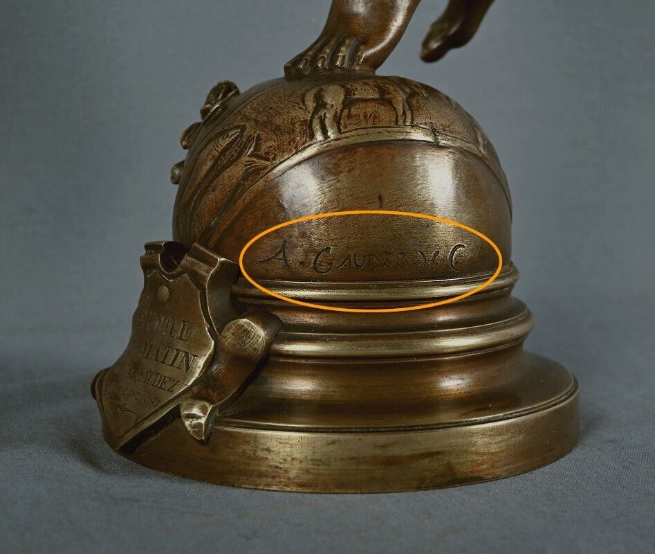 photo vintage Important Bronze Sculpture The Morning Star Signed A. Gaudez  Late 19th Century